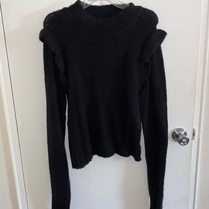 Wild Fable black ruffle shoulder crew neck sweater size large
